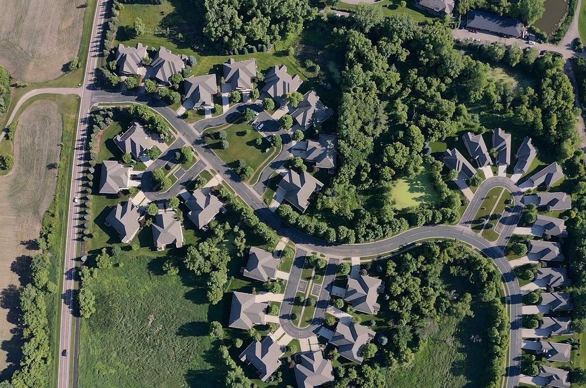 HOA townhome community reroof — aerial